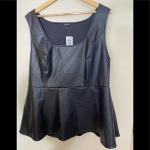Faux Leather Peplum Top
